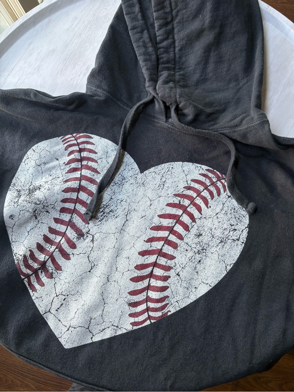 Women’s Blue Hoodie with Baseball Heart Graphic